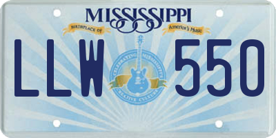 MS license plate LLW550
