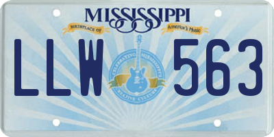 MS license plate LLW563