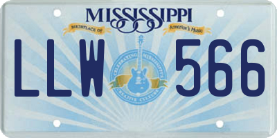 MS license plate LLW566