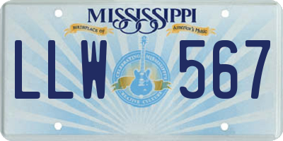 MS license plate LLW567