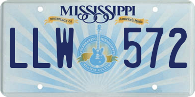 MS license plate LLW572