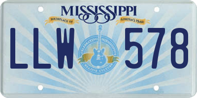 MS license plate LLW578