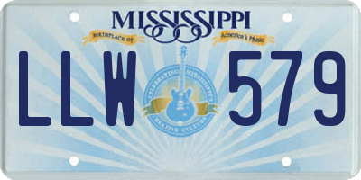 MS license plate LLW579