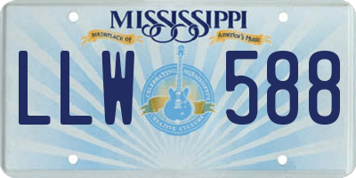 MS license plate LLW588