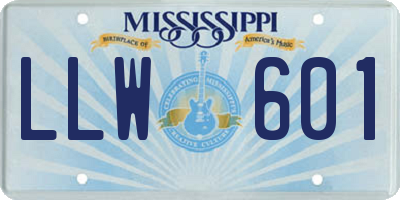 MS license plate LLW601