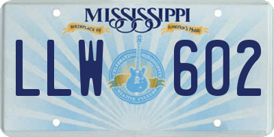 MS license plate LLW602