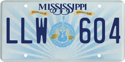 MS license plate LLW604