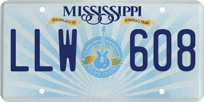 MS license plate LLW608