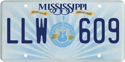 MS license plate LLW609