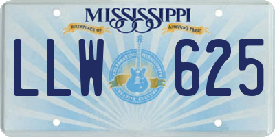 MS license plate LLW625