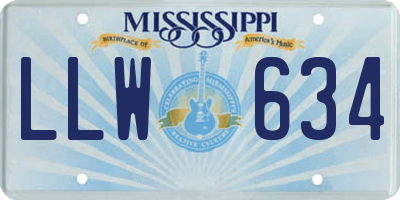 MS license plate LLW634