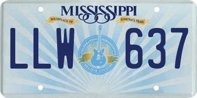 MS license plate LLW637