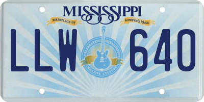 MS license plate LLW640