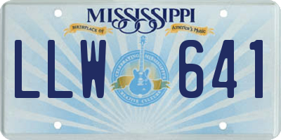 MS license plate LLW641