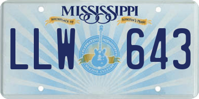 MS license plate LLW643