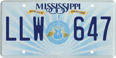 MS license plate LLW647