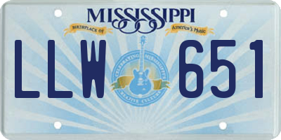 MS license plate LLW651