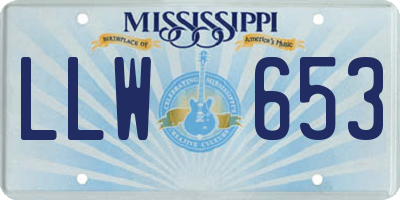MS license plate LLW653