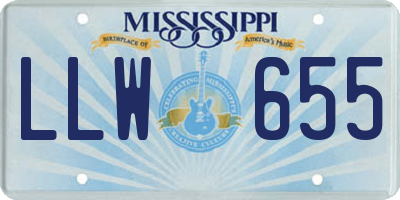 MS license plate LLW655