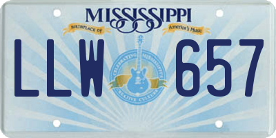 MS license plate LLW657