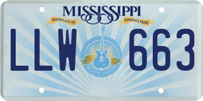 MS license plate LLW663
