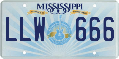 MS license plate LLW666