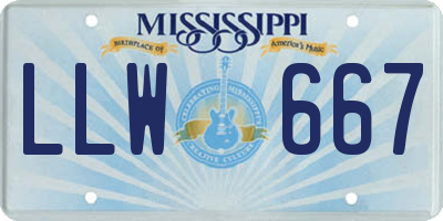 MS license plate LLW667