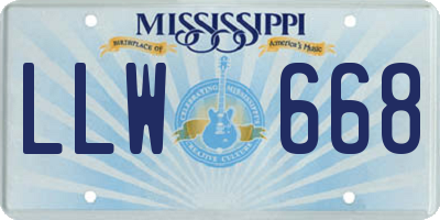 MS license plate LLW668