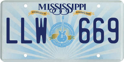 MS license plate LLW669