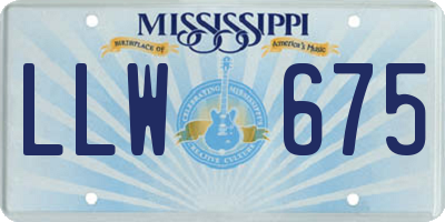 MS license plate LLW675