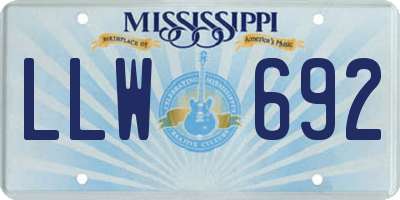 MS license plate LLW692