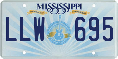 MS license plate LLW695