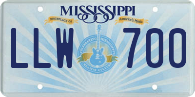 MS license plate LLW700