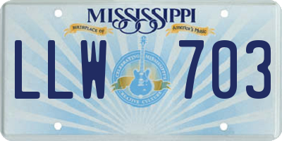 MS license plate LLW703
