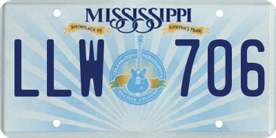MS license plate LLW706