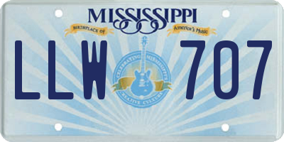 MS license plate LLW707