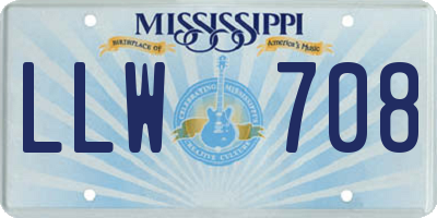 MS license plate LLW708