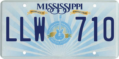 MS license plate LLW710