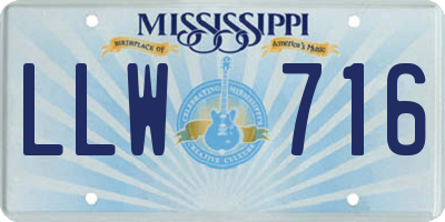 MS license plate LLW716