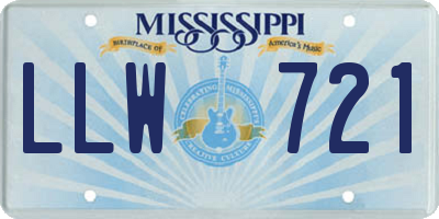 MS license plate LLW721