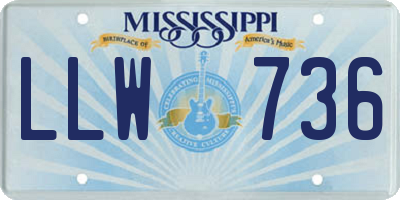 MS license plate LLW736