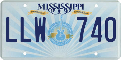 MS license plate LLW740