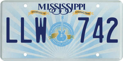 MS license plate LLW742
