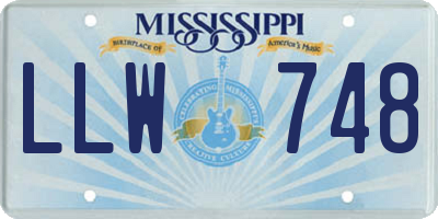 MS license plate LLW748