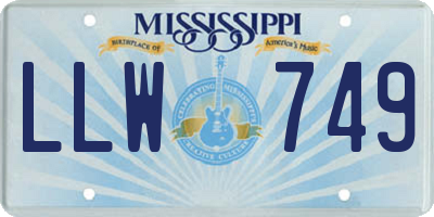 MS license plate LLW749