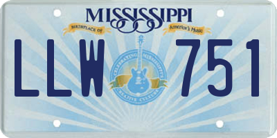 MS license plate LLW751