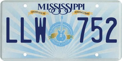 MS license plate LLW752