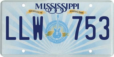 MS license plate LLW753