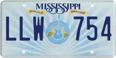 MS license plate LLW754