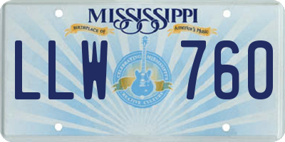 MS license plate LLW760